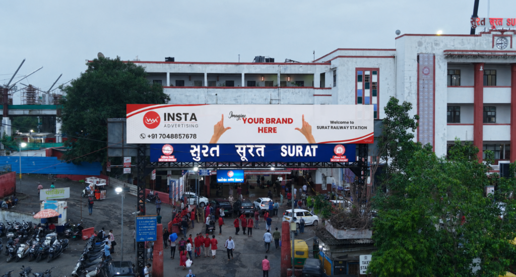 Surat railway station gantry, best OOH media, Insta advertising, Insta wingz marketing