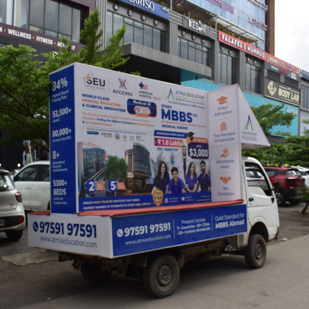 Demo Van Advertising in Gujarat | Mobile Outdoor Advertising Mobile demo van used for outdoor advertising and brand promotion in Surat